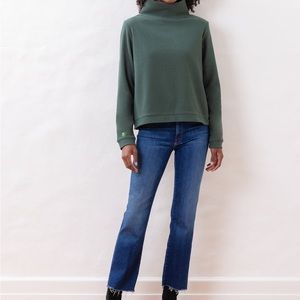 Dudley Stephens Park Slope Turtleneck in Terry Fleece Hunter Green